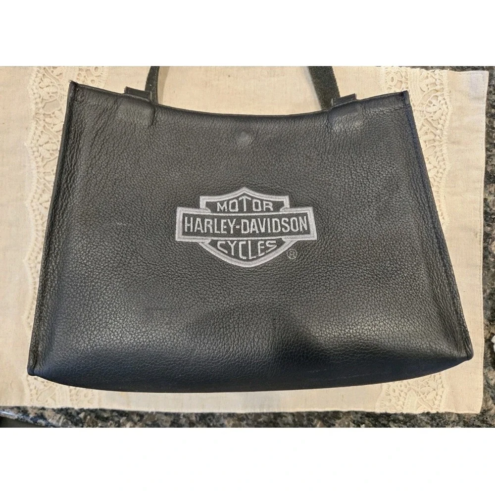 Harley-Davidson Leather Hard Sided Purse Tote Bag, Bar & Shield Logo